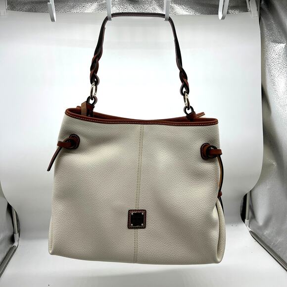 Dooney & Bourke Pebble Leather Maurizia Twist Strap Hobo White - Picture 1 of 16